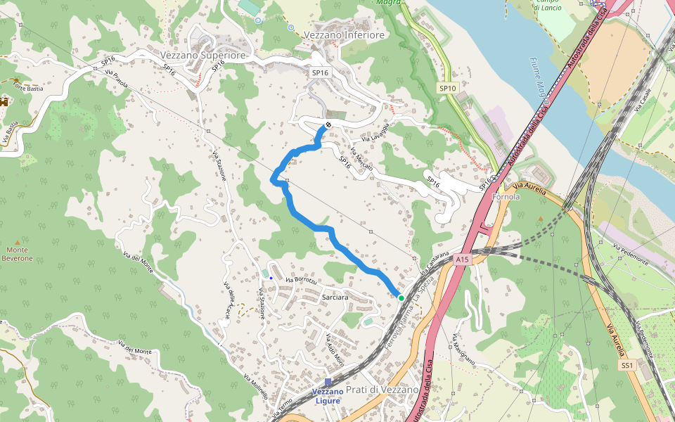 Fornola – Il Giardino – S. Maria walking route map in Stazione-fornola