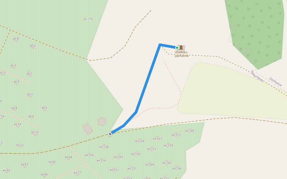 [Z] Hradisko (Vrchol, pam.) walking route map in Velký Týnec