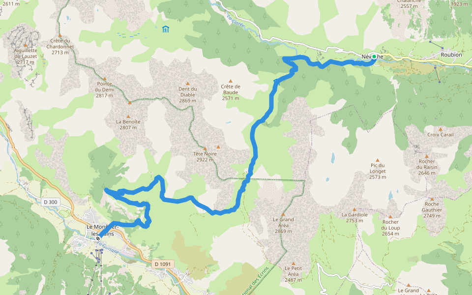 Via Alpina Red R127 walking route map in Névache