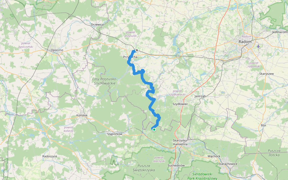Szlak im. ks. Jana Wiśniewskiego walking route map in Mroczków-Kapturów