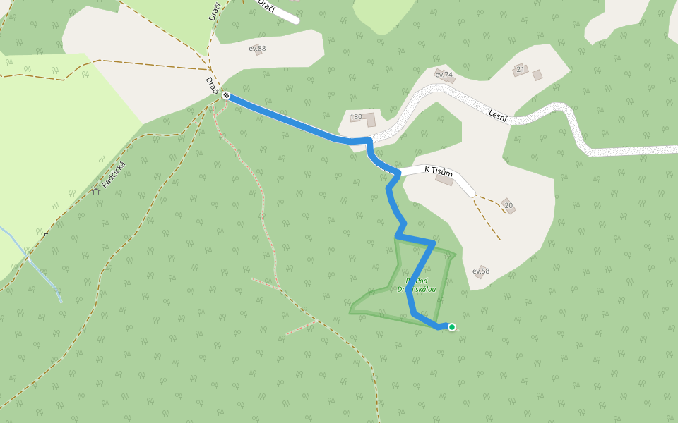 [Z] Fojtka - Pod Dračí skalou (PP Tisy) walking route map in Mníšek