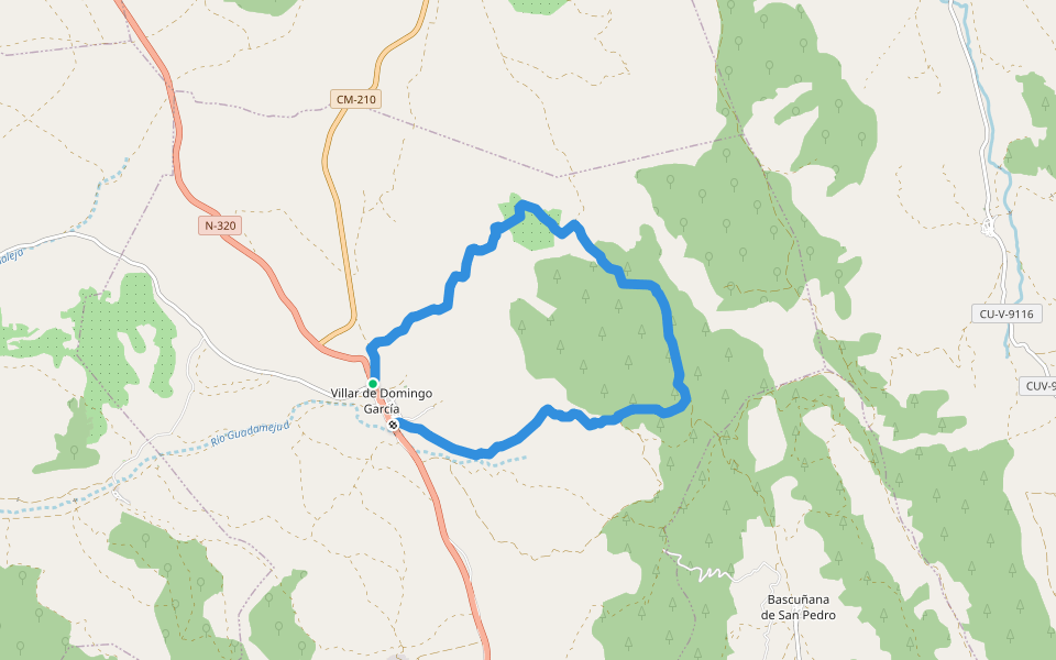 PR-CU 41 Sendero de la Fuente del Gallo walking route map in Villar de Domingo García