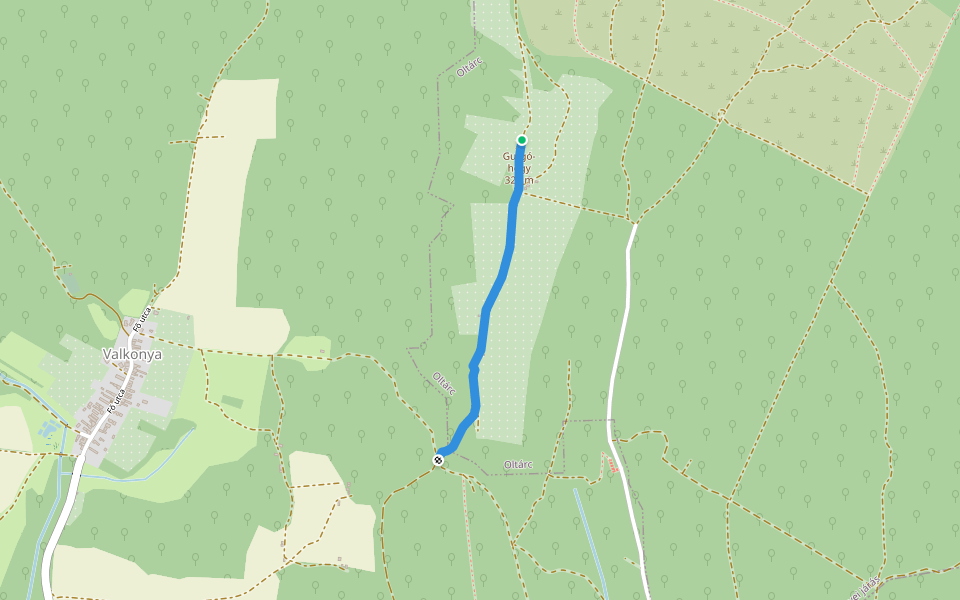 K▲ (Valkonyai Gurgó-hegy) walking route map in Oltárc