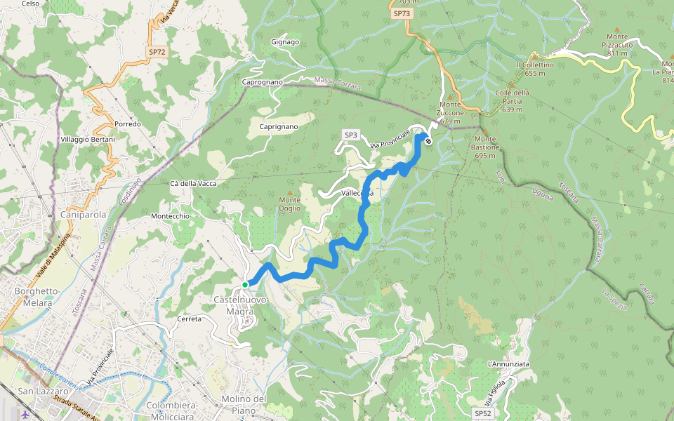 Castelnuovo Magra - Vallecchia – C. Bertella walking route map in Castelnuovo Magra
