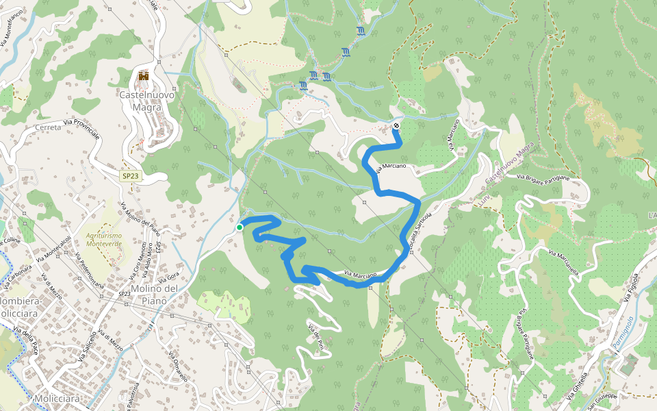Bivio Molino Dogliotti - Marciano walking route map in Colombiera-molicciara