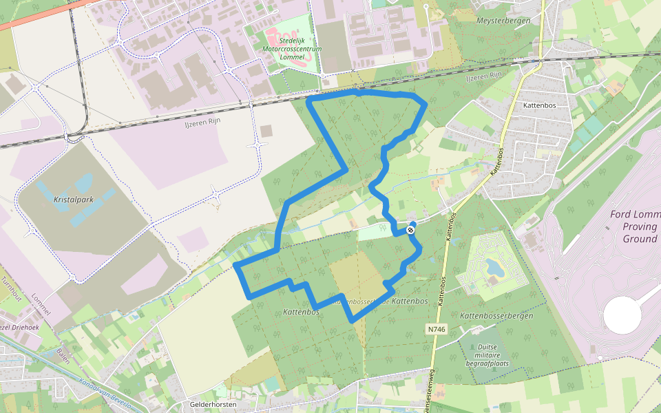 Kattenbos Oranje bol walking route map in Lommel