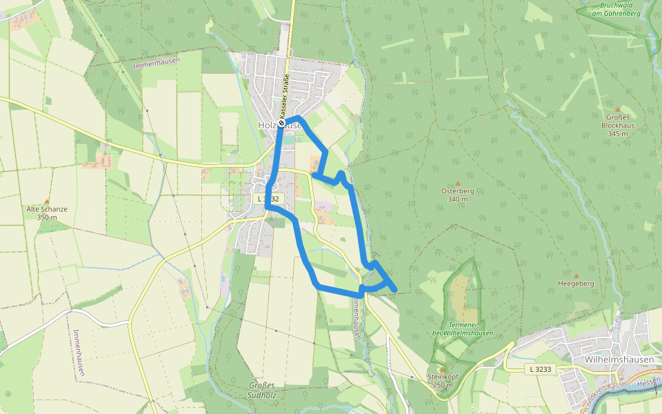 Eco Pfad Holzhausen, Osterbergrunde walking route map in Immenhausen