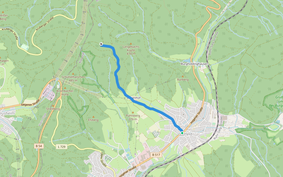Winkel Littfeld - Graevenstein walking route map in Kreuztal