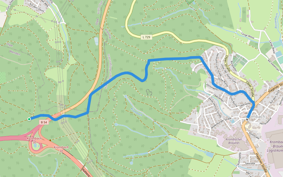 Balken Krombach - Gerlingen walking route map in Wenden