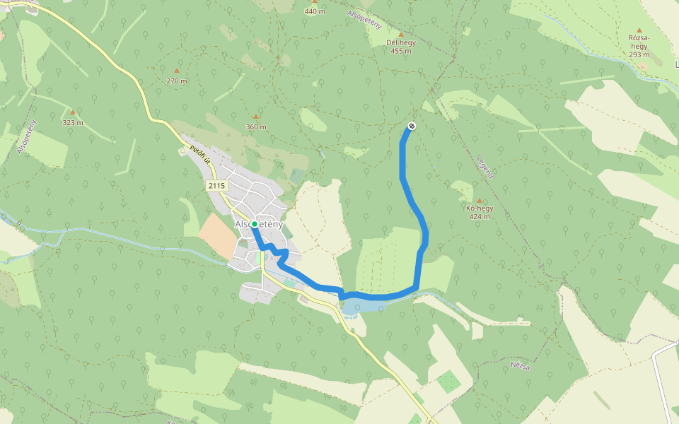 S■ (Alsópetény – Kő-hegy) walking route map in Alsópetény