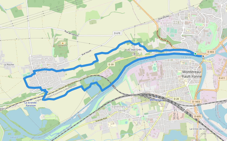 Les sentiers de la Préhistoire walking route map in Montereau-Fault-Yonne