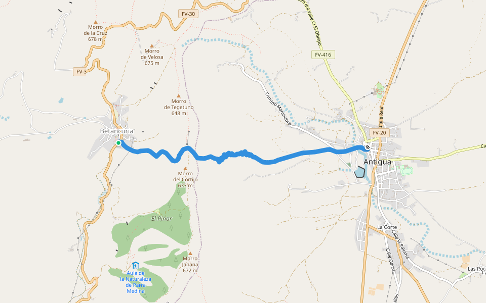 SL FV 29: Betancuria - Degollada Vieja - Antigua walking route map in Betancuria