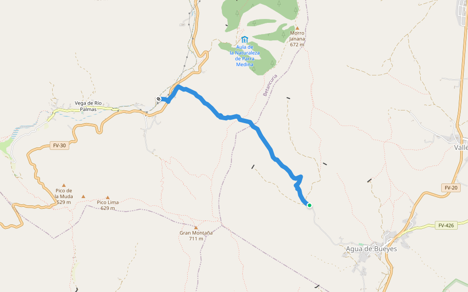 SL FV 28: Agua de Bueyes - Vega del Río Palmas walking route map in Antigua