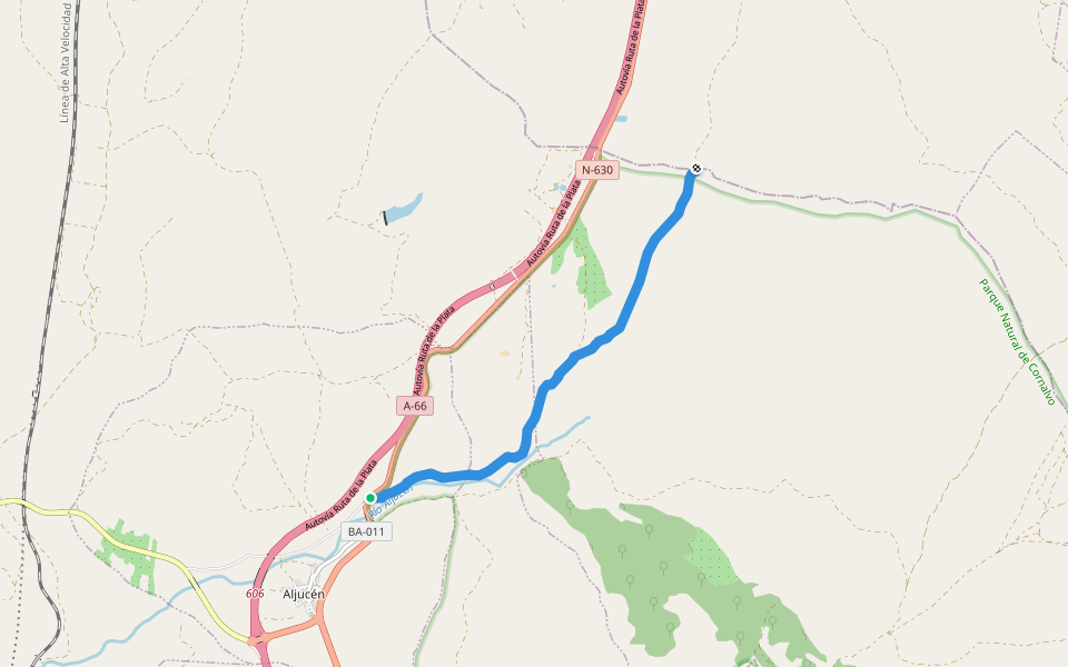 Cordel del Cerro del Gato walking route map in Aljucén