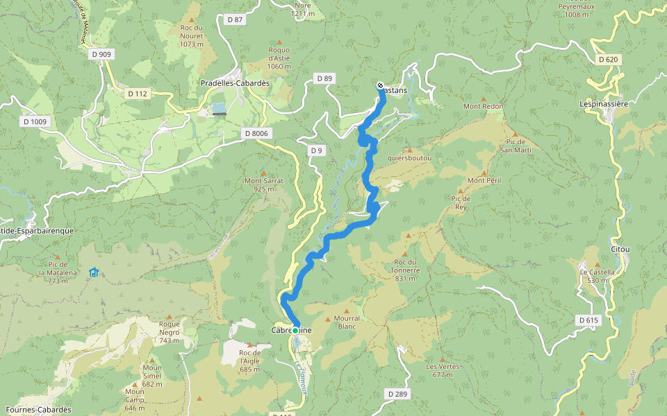 Les Villages Perchés walking route map in Cabrespine