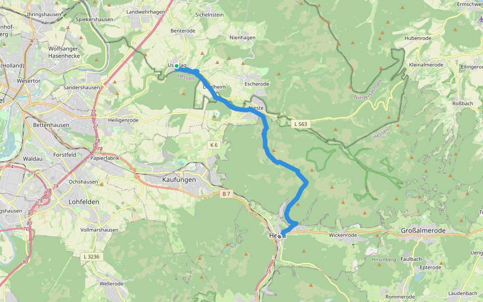 Uschlag - Helsa walking route map in Staufenberg