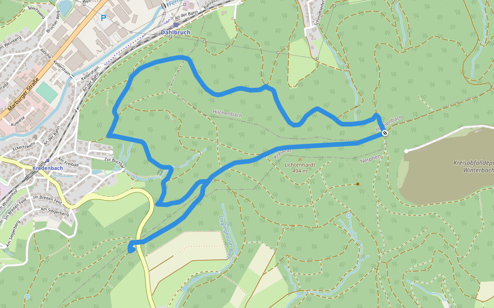 Kredenbach Rundweg A4 walking route map in Kreuztal