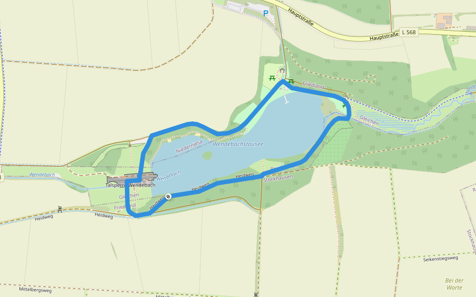 Wendebachsee-Rundweg 1 walking route map in Friedland
