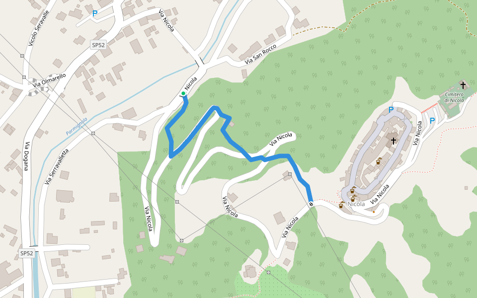Serravalle - Nicola walking route map in Casano