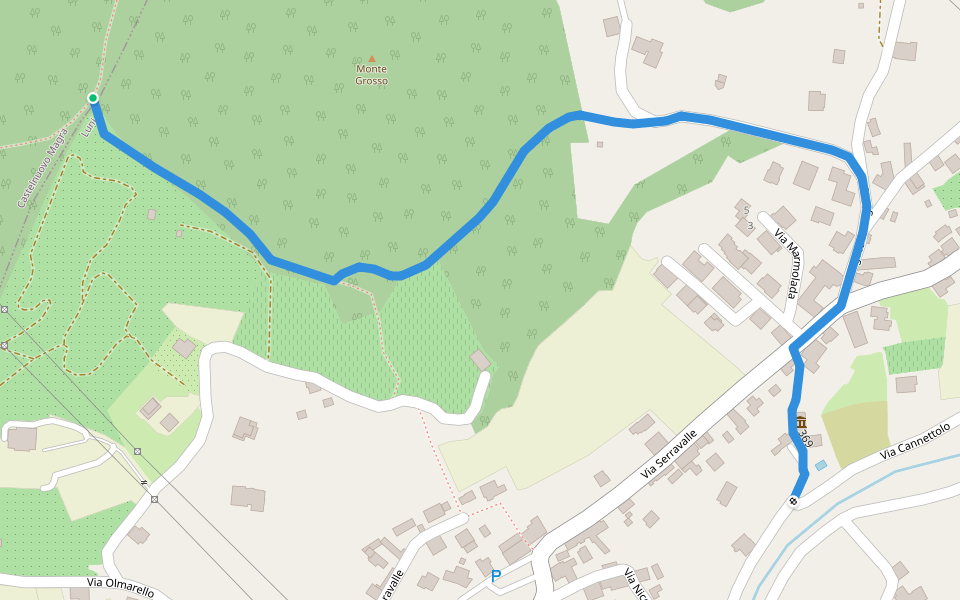 Serravalle – M. dei Frati walking route map in Casano