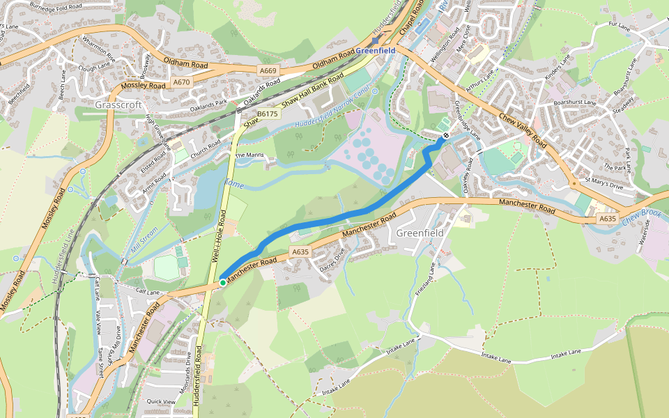 Oldham Link walking route map in Greenfield