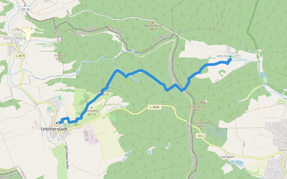 Schlettach -Ummerstadt walking route map in Weitramsdorf
