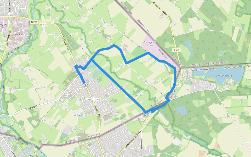 WNW Twente - Driland/Overdinkel - oranje route walking route map in Overdinkel