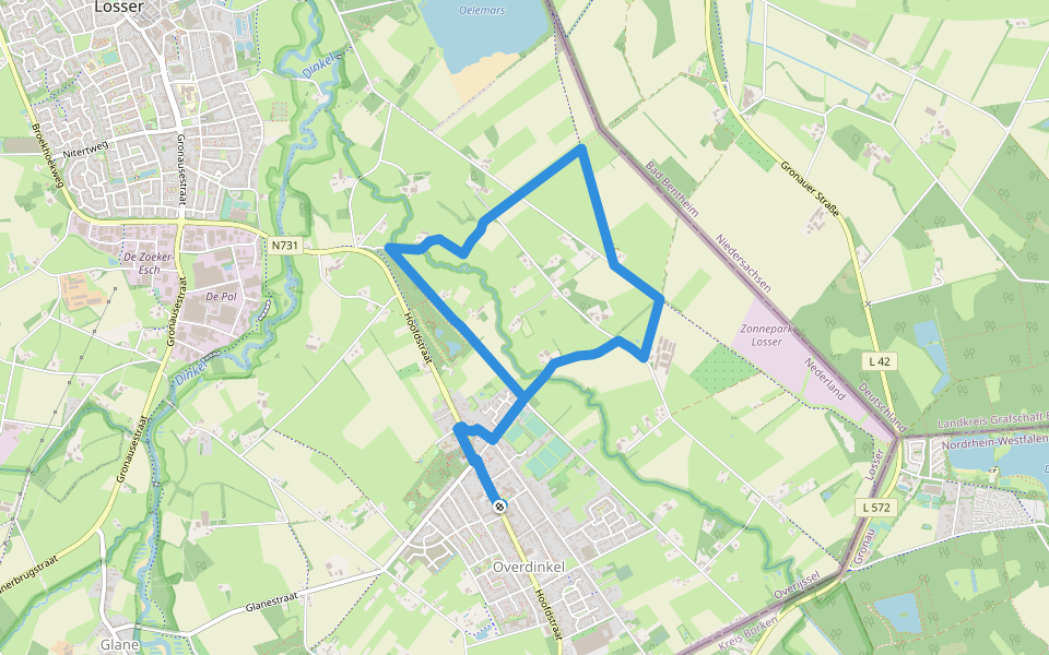 WNW Twente - Overdinkel - paarse route walking route map in Overdinkel