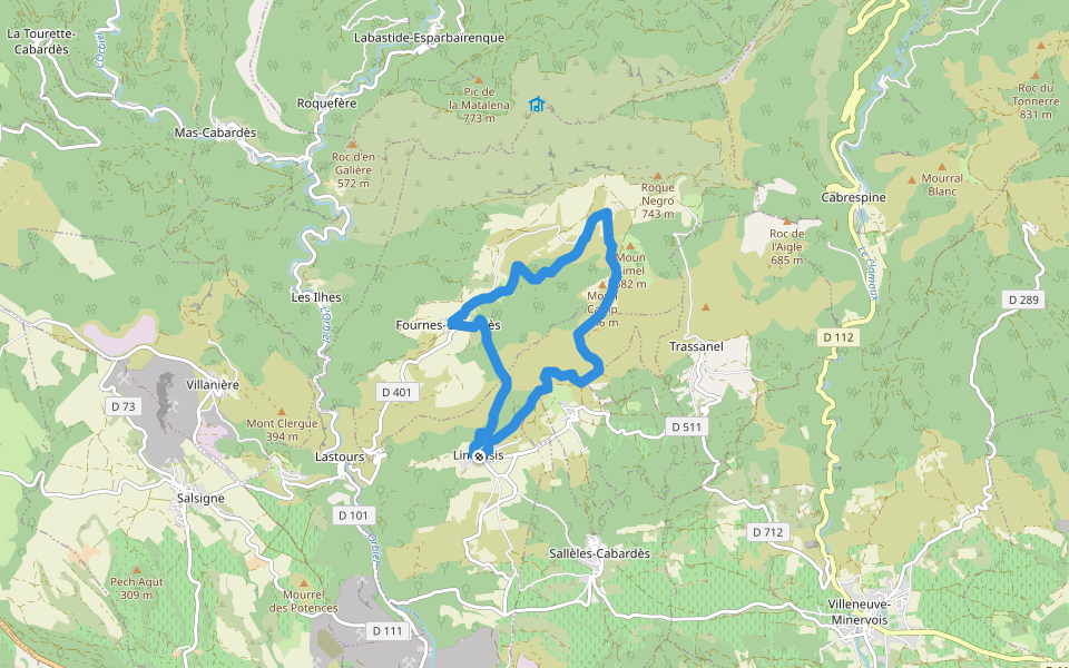 Sentier du Bosc Grand walking route map in Limousis