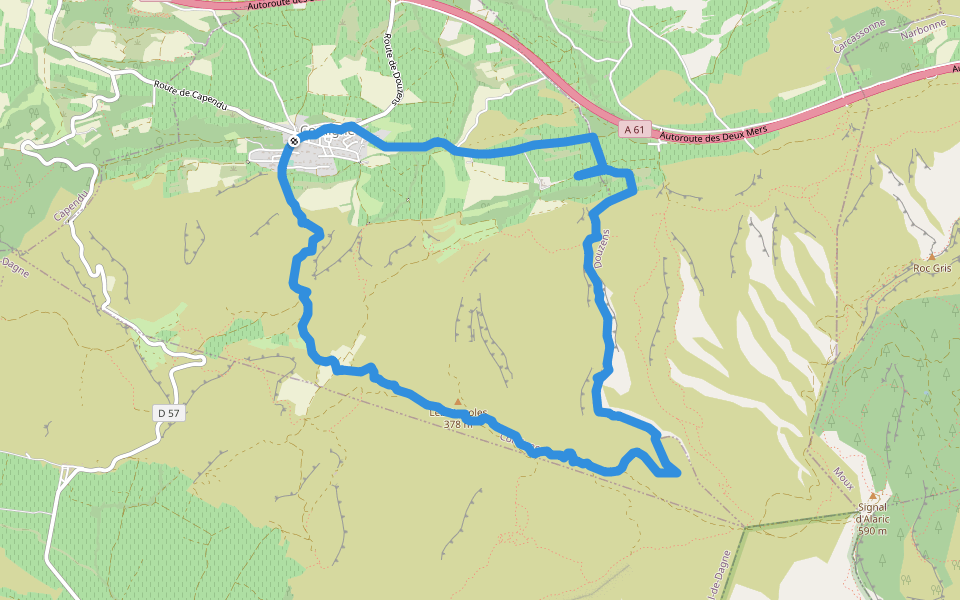 sur les crêtes de l'alaric walking route map in Comigne