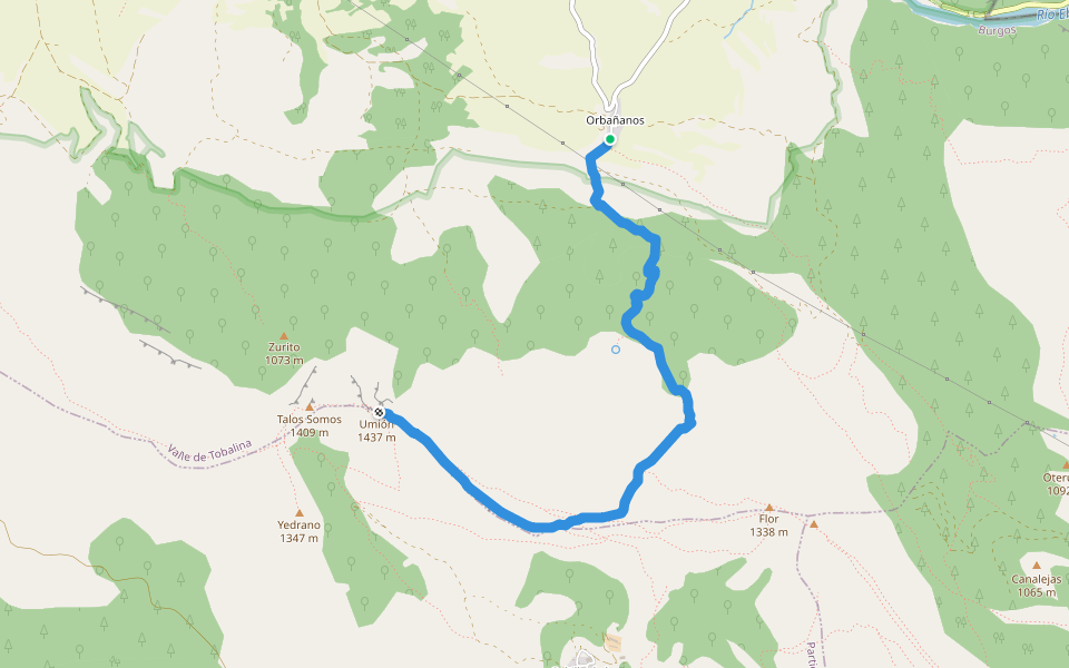PRC-BU 111 Sendero del Humión walking route map in Orbañanos