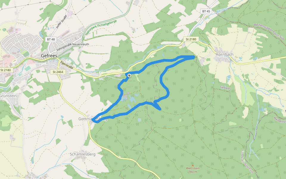 Gefrees Rundwanderweg Nr. 2 walking route map in Gefrees