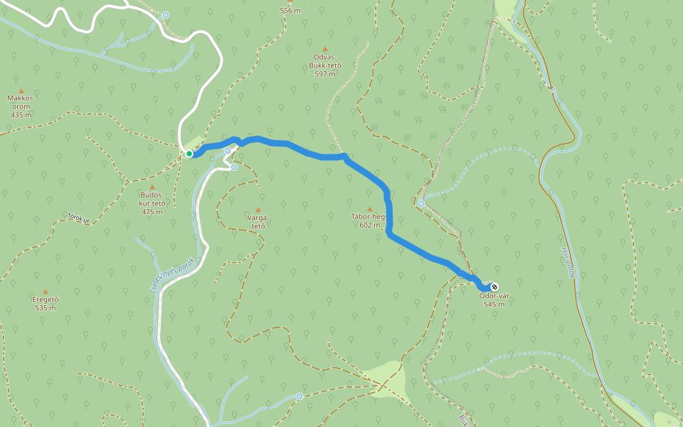 P▙ (Ódorvár) walking route map in Bükkzsérc