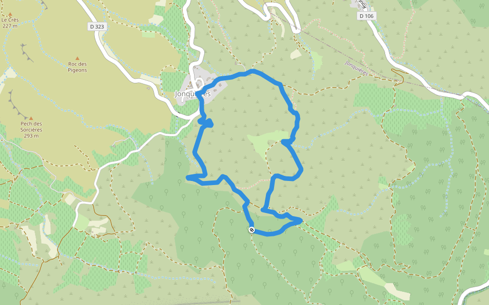 Le Trou du Gimbouls walking route map in Jonquières