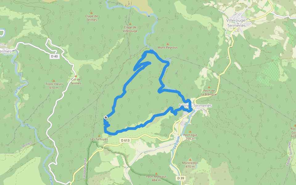 Au Fil du Temps walking route map in Félines-Termenès