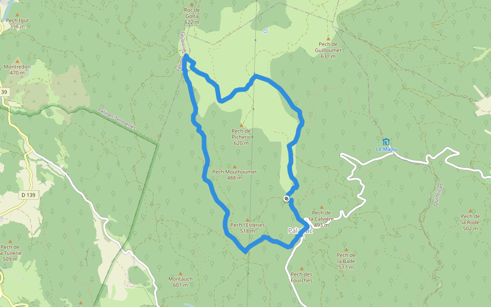 Le Prat de Labat walking route map in Palairac