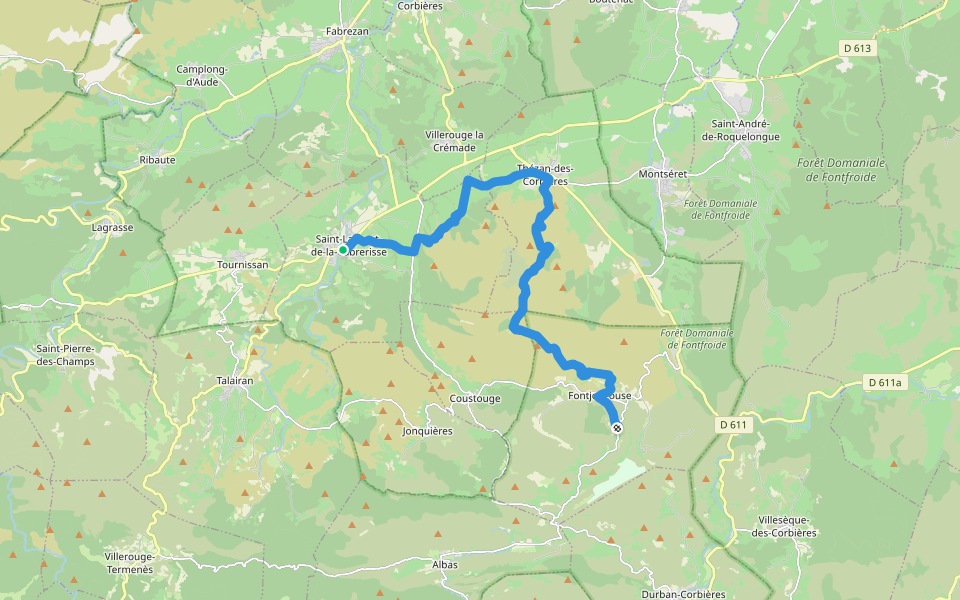 Ronde Au Coeur Des Corbières Etape 1 walking route map in Saint-Laurent-de-la-Cabrerisse