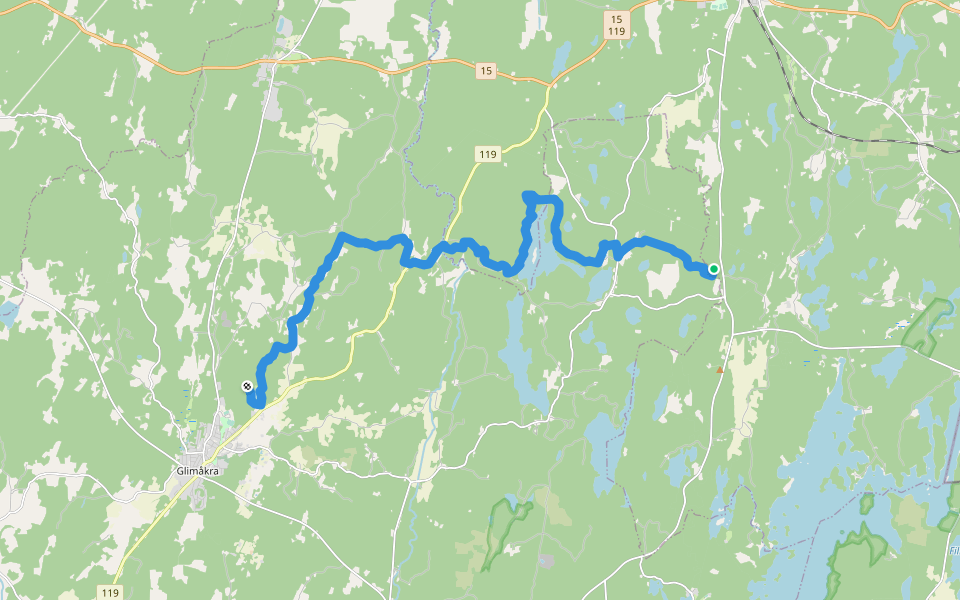 Skåneleden 1, Etapp 6: Vesslarp-Glimåkra walking route map in Traneboda