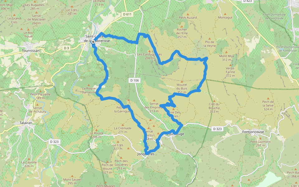 Le Cirque De Viviès walking route map in Saint-Laurent-de-la-Cabrerisse