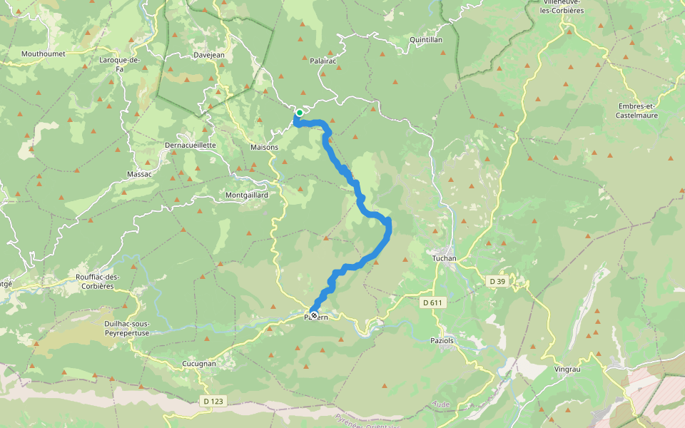 Etape 1 walking route map in Palairac