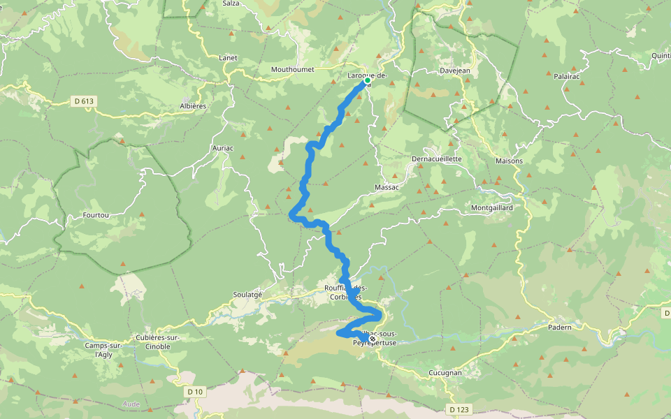 Etape 3 walking route map in Laroque-de-Fa