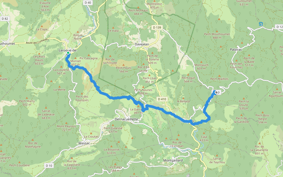 Etape 4 walking route map in Laroque-de-Fa