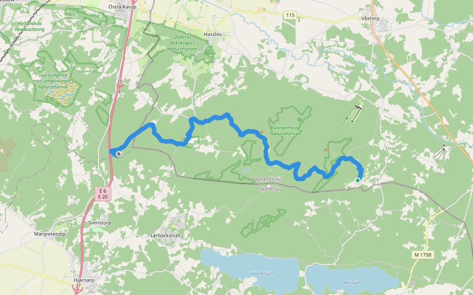 Skåneleden 1, Etapp 14: Koarp-Brammarp walking route map in Koarp