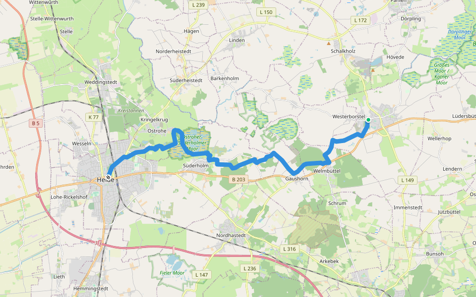 Klaus-Groth-Wanderweg walking route map in Tellingstedt