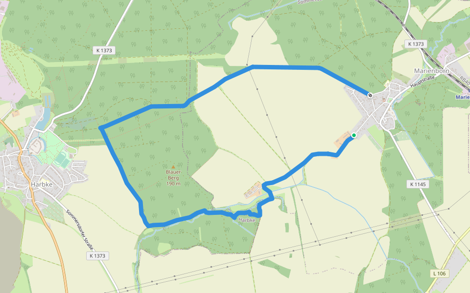Lappwald Rundwanderweg 26 walking route map in Marienborn