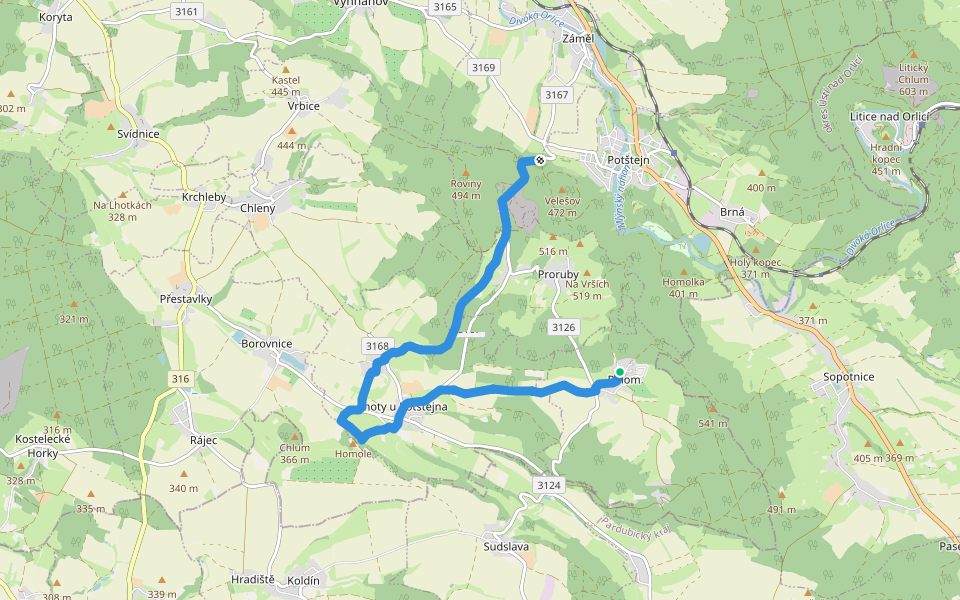 [M] Polom - Pod hradem Velešov walking route map in Polom