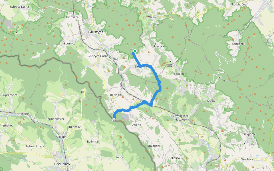 Rozdroże pod Słoneczną - Kompleks Osówka walking route map in Kolce