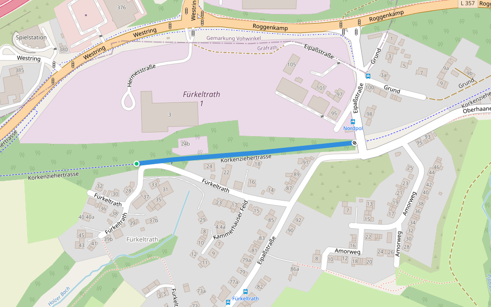 Neanderlandsteig Zuweg Gräfrath walking route map in Solingen