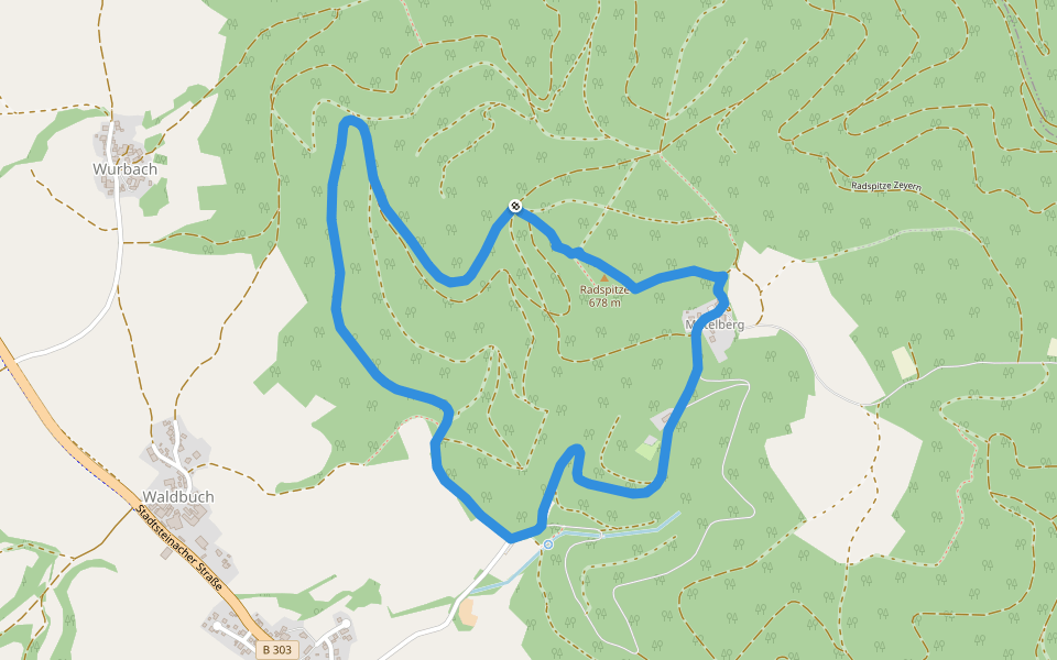 Radspitzweg KC 65 walking route map in Marktrodach
