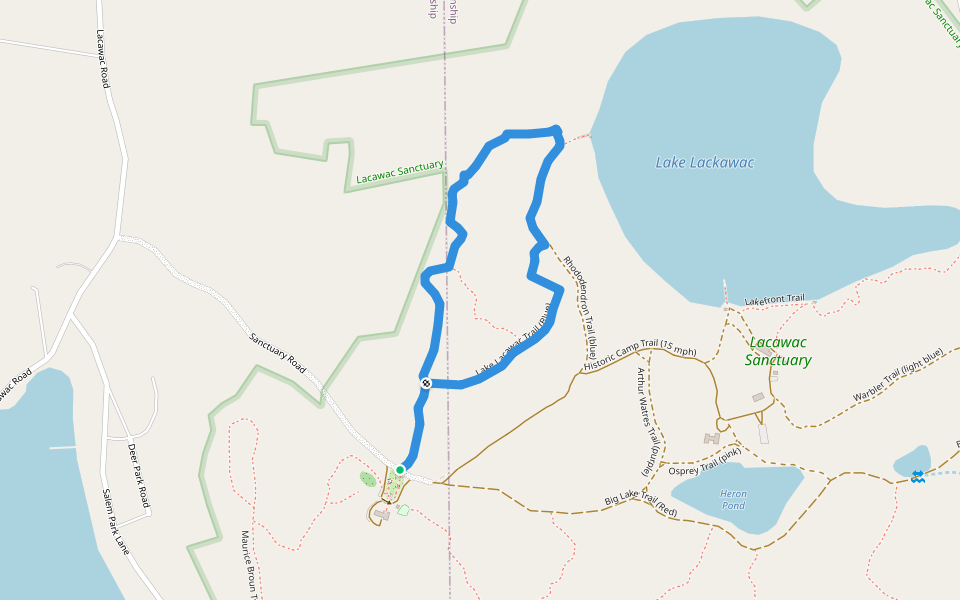 Lake Lacawac Trail walking route map in Lake Ariel